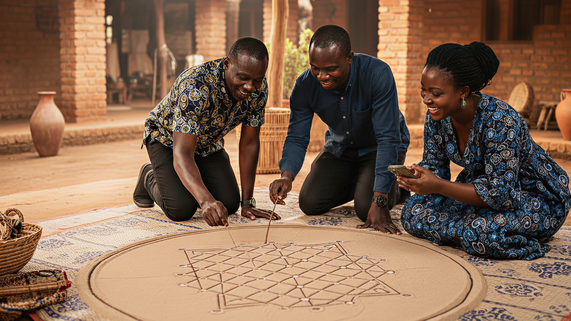 Sona One-Line Sand Drawing Problem-Solving Lab, Angola