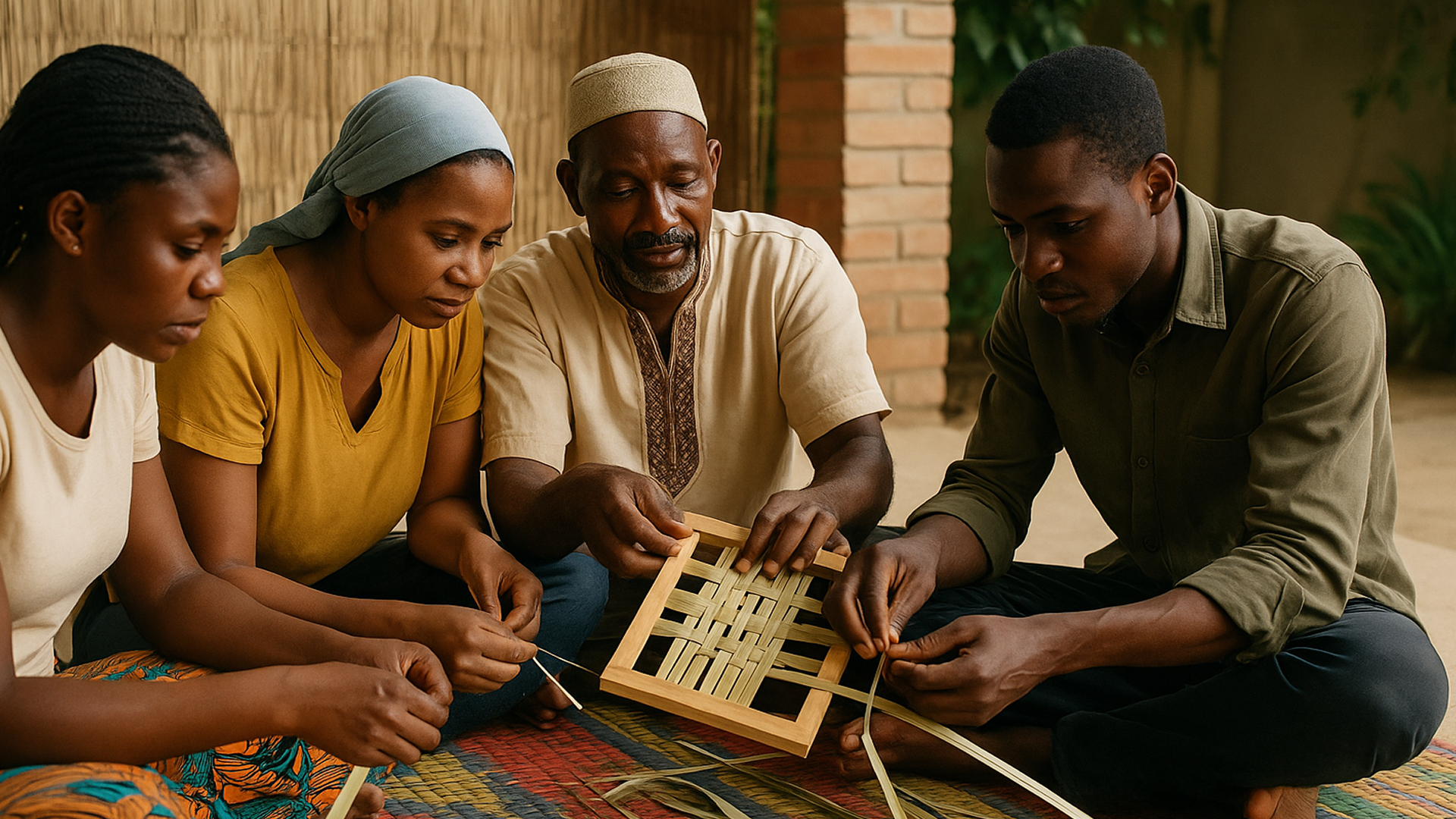 Palm-Reed Weaving Wall, 40-Minute Team Workshop, Chad