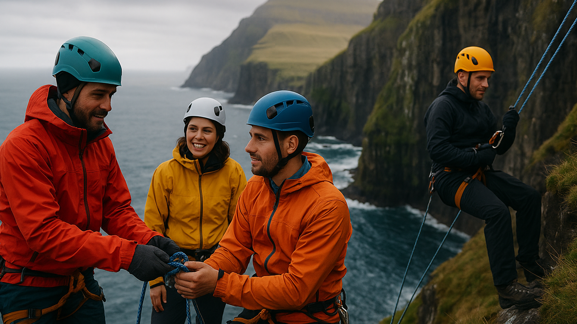 Trust-Building Cliff Rappelling Experience, Faroe Islands