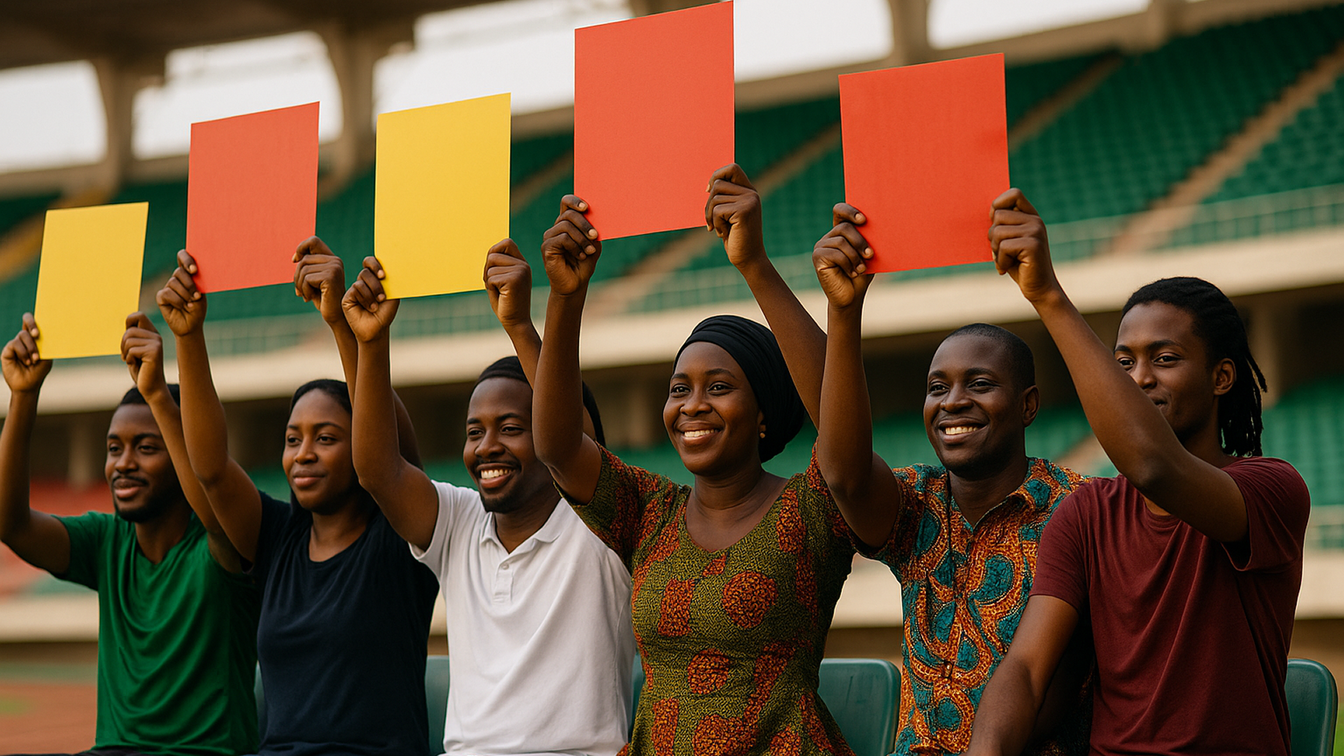 Pre-Kickoff Stadium Card-Lift Team Ritual in Conakry, Guinea