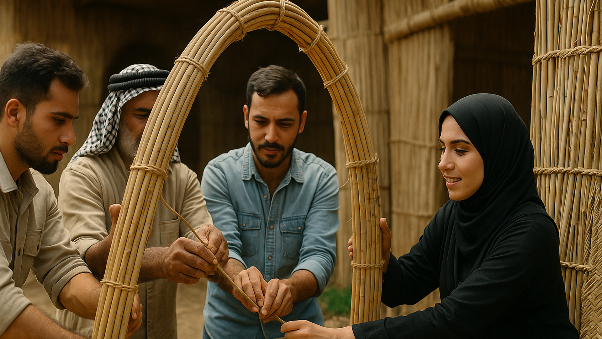 Build a Mudhif Reed Arch in Team Bonding Workshop, Iraq