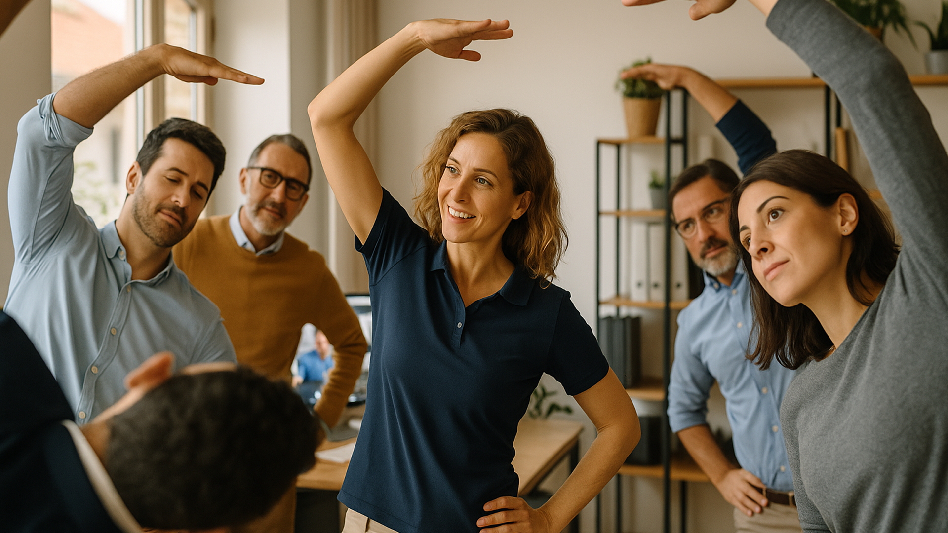 Guided Active Break with Team Stretch & Posture Tips, Italy