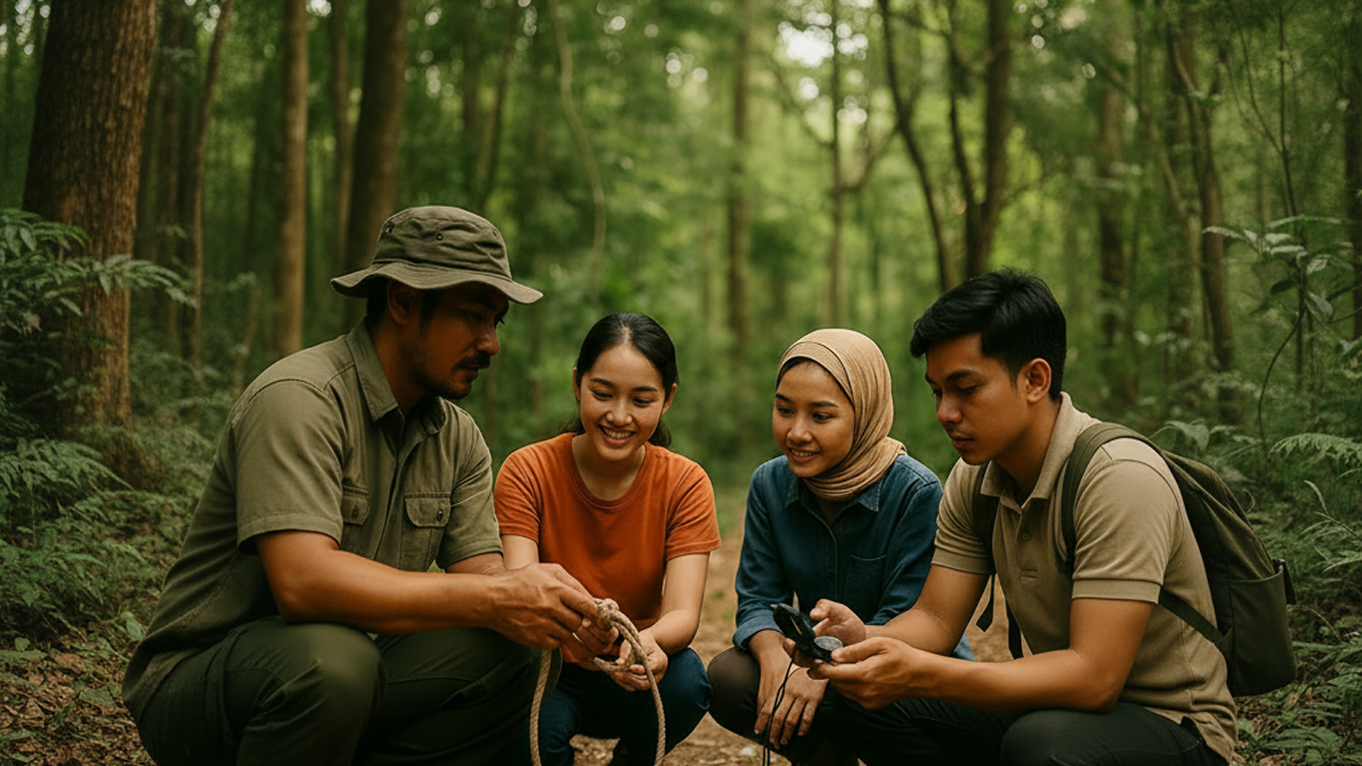 Forest Skills Team Circuit with Knots & Compass, Laos