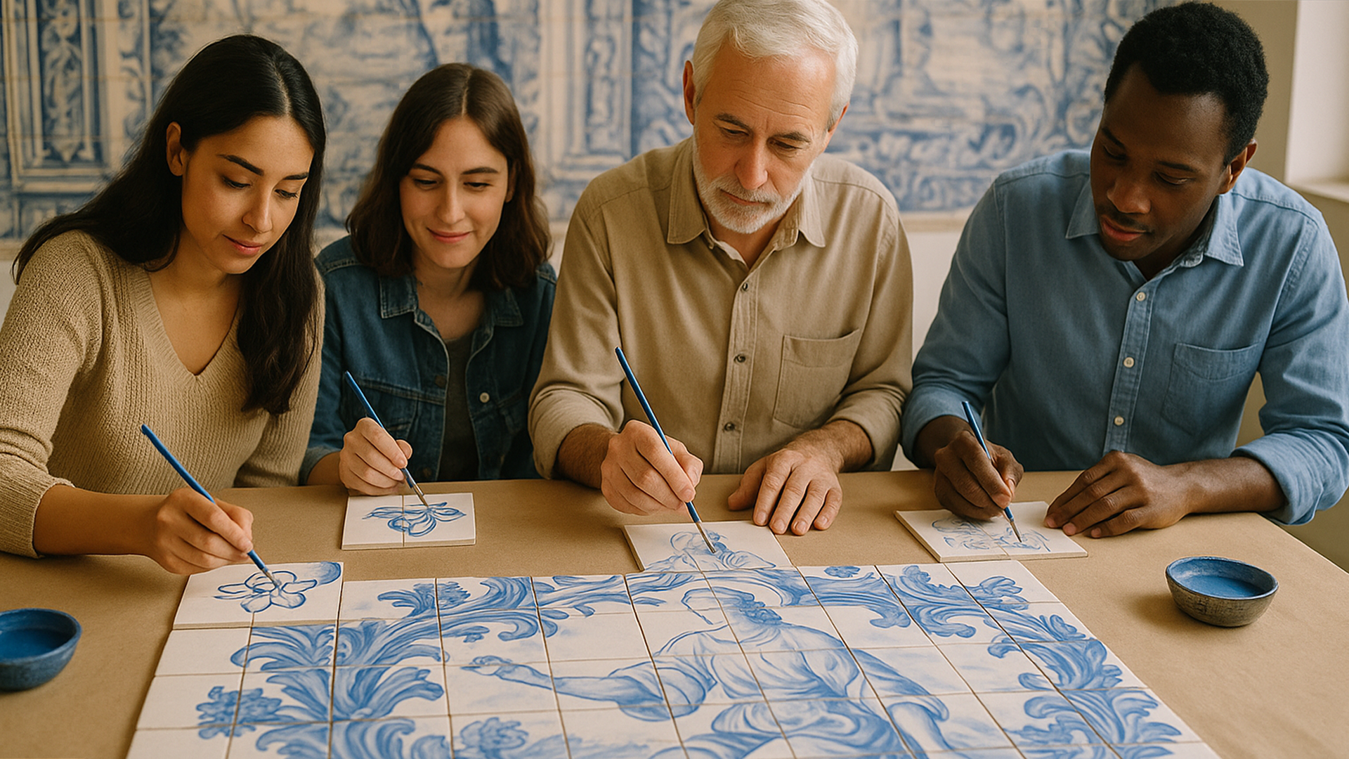 Azulejo Tile Mural Co‑Painting Team Workshop, Portugal