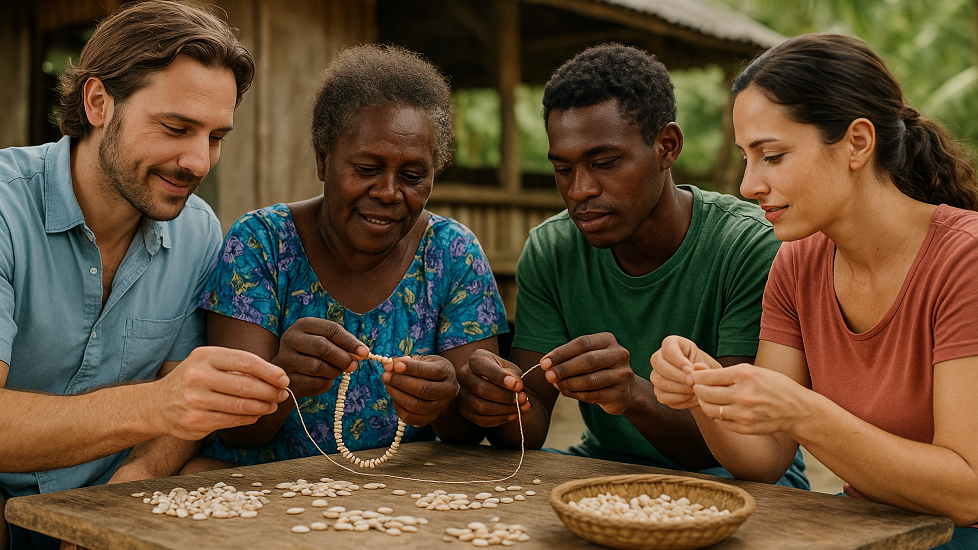 Shell Money Team Stringing Workshop, Solomon Islands