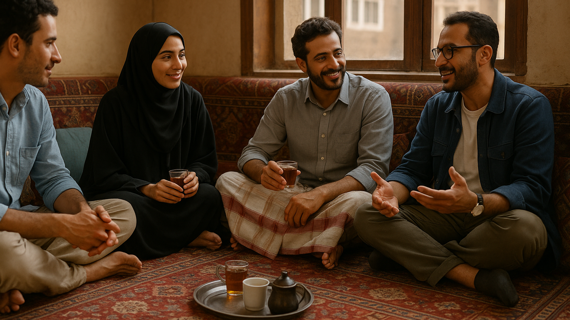 Afternoon Qat Chew in the Team Lounge Circle, Yemen